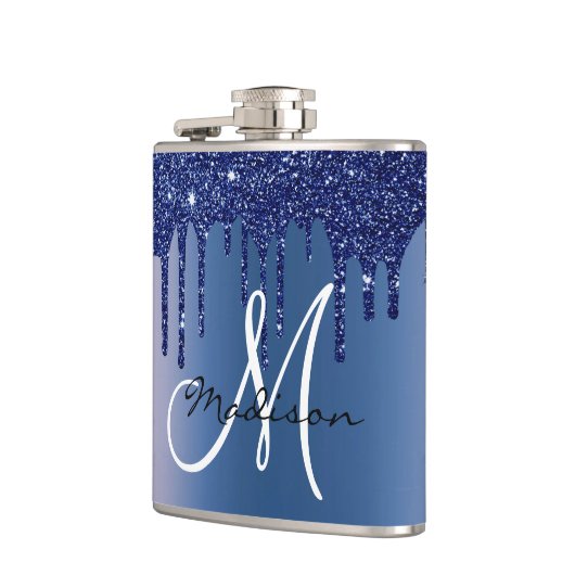 Flasques Parties scintillant à gouttes à goutte bleu Monogr (Gauche)