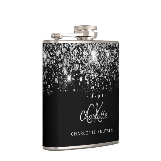 Flasques Parties scintillant argent noir meilleurs amis mon (Droite)