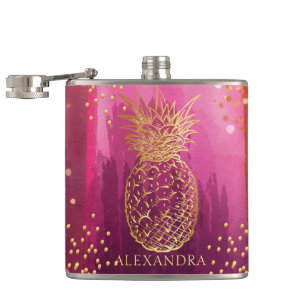 Flasques Parties scintillant d'ananas rose personnalisée