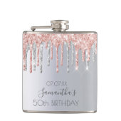 Flasques Parties scintillant d'argent d'anniversaire goutte (Devant)