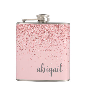 Flasques Parties scintillant de fille Monogramme rose pâle