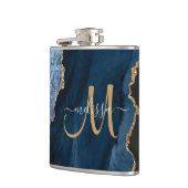 Flasques Parties scintillant d'or bleu chic Agate Monogramm (Gauche)