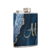 Flasques Parties scintillant d'or bleu chic Agate Monogramm (Droite)