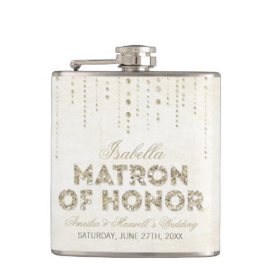 Flasques Parties scintillant d'or Matron de la fiole d'honn