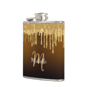 Flasques Parties scintillant d'or Monogramme étincelante mi (Gauche)