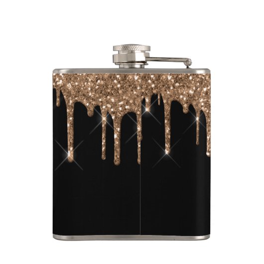 Flasques Parties scintillant d'or noir goutte monogramme br (Dos)