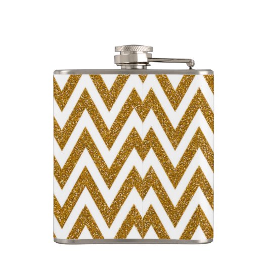 Flasques Parties scintillant en or glam et rayures en chevr (Dos)