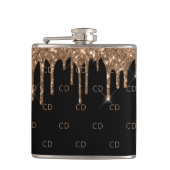 Flasques Parties scintillant en or noir gouttes motif monog (Devant)