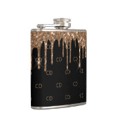 Flasques Parties scintillant en or noir gouttes motif monog (Droite)