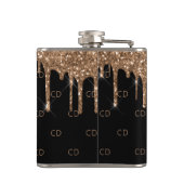 Flasques Parties scintillant en or noir gouttes motif monog (Dos)