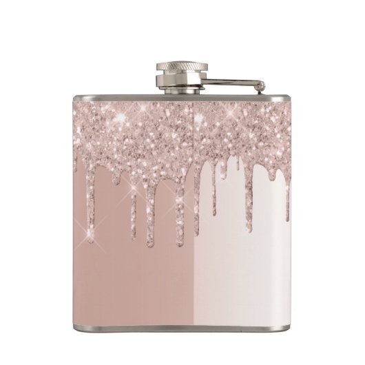Flasques Parties scintillant en or rose pâle et Monogramme  (Dos)