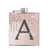 Flasques Parties scintillant en or rose pâle et Monogramme  (Devant)