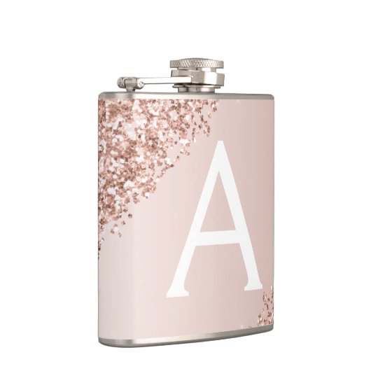 Flasques Parties scintillant en or rose pâle et Monogramme  (Droite)