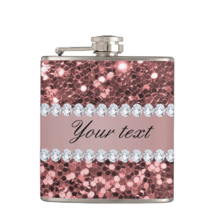 Flasques Parties scintillant et diamants de Big Rose Gold F