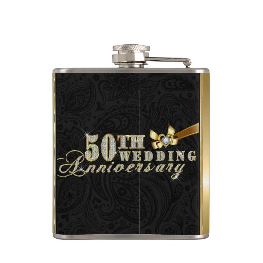 Flasques Parties scintillant flamboyante 50e Mariage Motif (Dos)