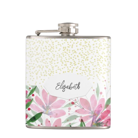 Flasques Parties scintillant Fleurs roses Fleur Fleur d'aqu (Devant)