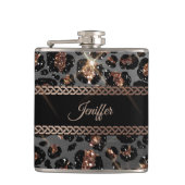 Flasques Parties scintillant Leopard Black Gold personnalis (Devant)