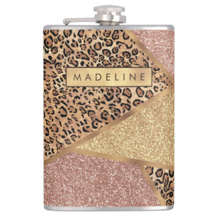 Flasques Parties scintillant Leopard de Motif  rouge Rose g
