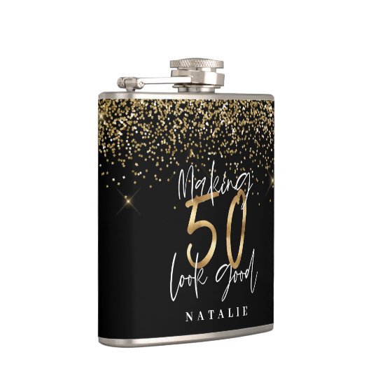 Flasques parties scintillant moderne 50e anniversaire noir (Droite)