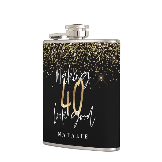 Flasques parties scintillant moderne noir et or 40e anniver (Gauche)