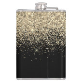 Flasques Parties scintillant Noir Or Nom du monogramme pers (Dos)