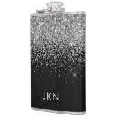 Flasques Parties scintillant noire en argent Nom du monogra (Gauche)