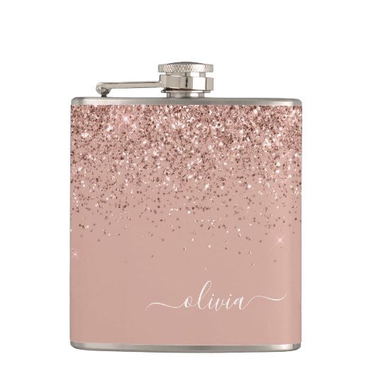 Flasques Parties scintillant or rose rose pâle Nom du monog (Devant)