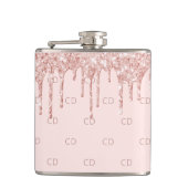 Flasques parties scintillant or rose rousse rose monogramme (Devant)