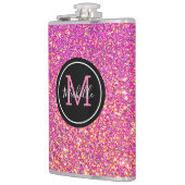Flasques Parties scintillant rose chaud moderne monogramme  (Gauche)