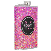Flasques Parties scintillant rose chaud moderne monogramme  (Droite)