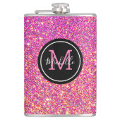 Flasques Parties scintillant rose chaud moderne monogramme  (Devant)