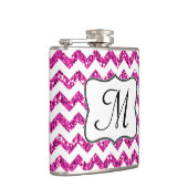 Flasques Parties scintillant rose moderne Chevron Monogram (Droite)