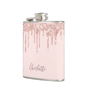 Flasques parties scintillant rose or gouttes rose monogramm (Gauche)