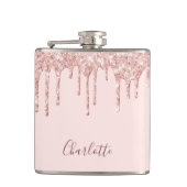 Flasques parties scintillant rose or gouttes rose monogramm (Devant)