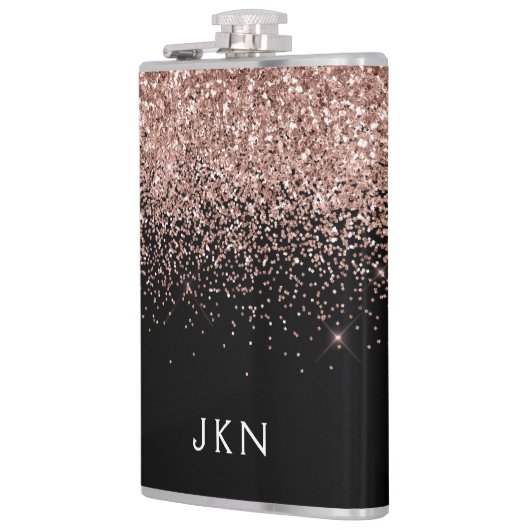 Flasques Parties scintillant rose or rose pâle Monogramme I (Gauche)