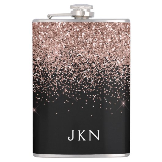 Flasques Parties scintillant rose or rose pâle Monogramme I (Devant)