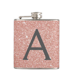 Flasques Parties scintillant rose Rose or et Monogramme éti