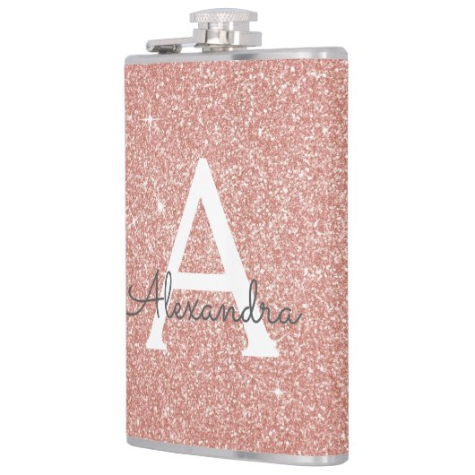 Flasques Parties scintillant rose Rose or et Monogramme éti (Gauche)