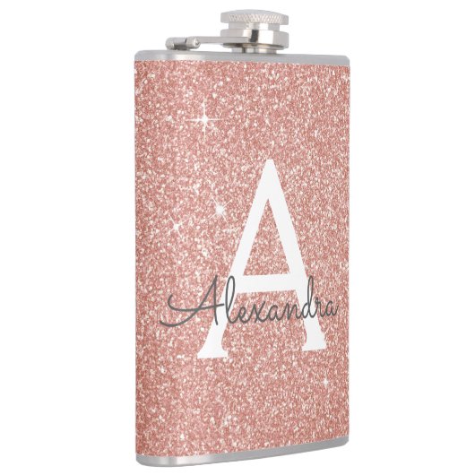 Flasques Parties scintillant rose Rose or et Monogramme éti (Droite)