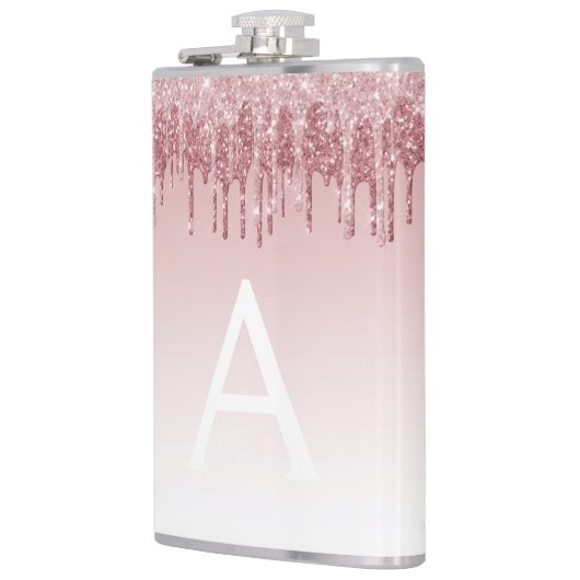 Flasques Parties scintillant rose Rose or et Monogramme éti (Gauche)