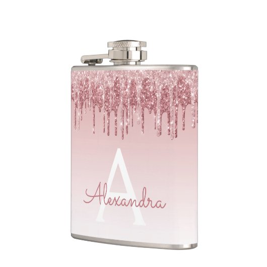 Flasques Parties scintillant rose Rose or et Monogramme éti (Gauche)