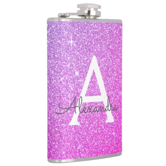 Flasques Parties scintillant rose violet et monogramme étin (Droite)