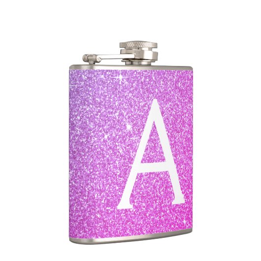 Flasques Parties scintillant rose violet et monogramme étin (Droite)