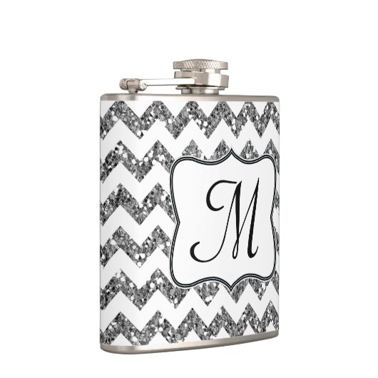 Flasques Parties scintillant Silv moderne Chevron Monogram (Droite)