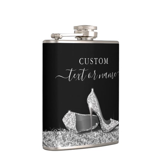 Flasques Parties scintillant talons hauts Noir argent perso (Droite)