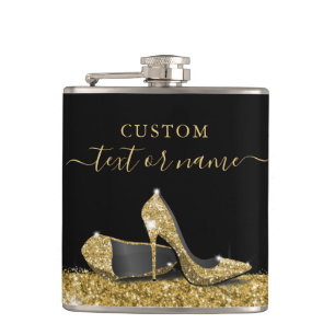 Flasques Parties scintillant talons hauts Noir Or