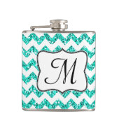 Flasques Parties scintillant Turquoise moderne Chevron Mono (Devant)