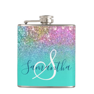 Flasques Parties scintillant Turquoise Ombre Mermaid Bokeh