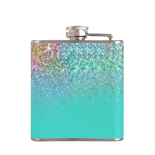 Flasques Parties scintillant Turquoise Ombre Mermaid Bokeh (Dos)