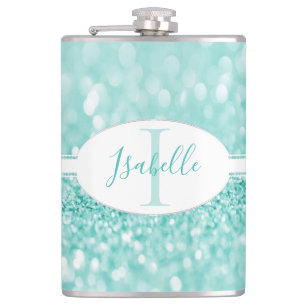 Flasques Parties scintillant turquoise Personnaliser le fla